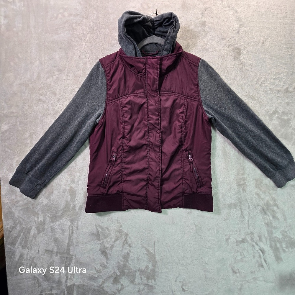 Empyre Jacket Womens XL Burgundy Gray Hooded Cozy Warm Outdoor Winter Full Zip